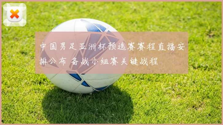 中国男足亚洲杯预选赛赛程直播安排公布 备战小组赛关键战程